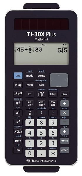TEXAS INSTRUMENTS Schulrechner TI30XPlus MathPrint Solar - 4-zeilig, Batterie/Solar, schwarz, TI30XPlus MathPrint