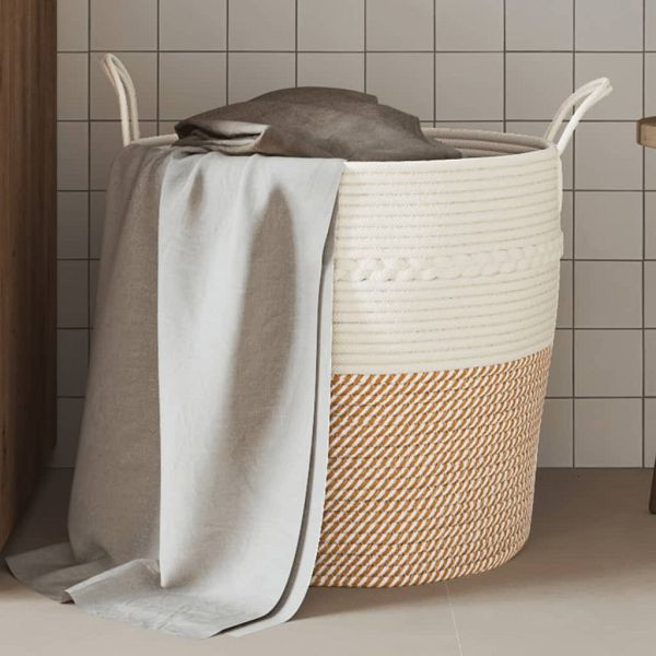 vidaXL Aufbewahrungskorb Braun und Weiß Ø43x38 cm Baumwolle, 358488