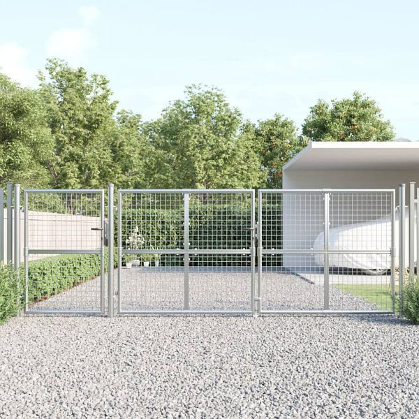 vidaXL Mesh-Gartentor Silbern 400x175 cm Verzinkter Stahl, 154555