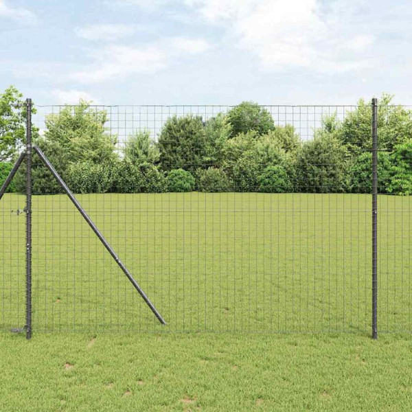 vidaXL Zaun mit Pfosten Grau 1.5 x 10 m Stahl, 3350367