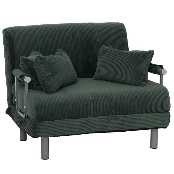 Mendler Schlafsessel HWC-K29, Klappsessel Schlafsofa Gästebett, Liegefläche 190x100cm, Stoff Cord (330g/m²), grün, 108705
