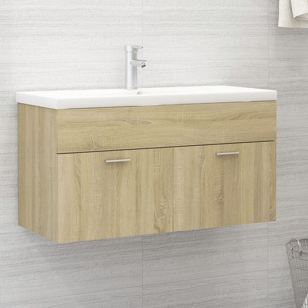 vidaXL Waschbeckenunterschrank Einbaubecken Sonoma-Eiche Holzwerkstoff, 3070841