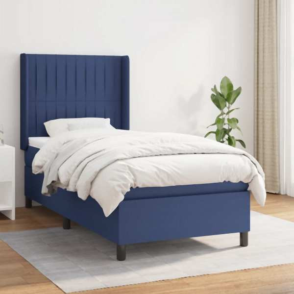 vidaXL Boxspringbett mit Matratze Blau 80x200 cm Stoff, 3131551