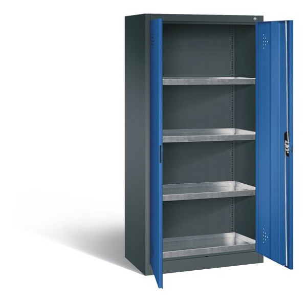 C+P Umweltschrank Acurado, H1950xB930xT500mm, Farbe: Anthrazitgrau / Enzianblau, Muldengriff, 8921-315 S10357