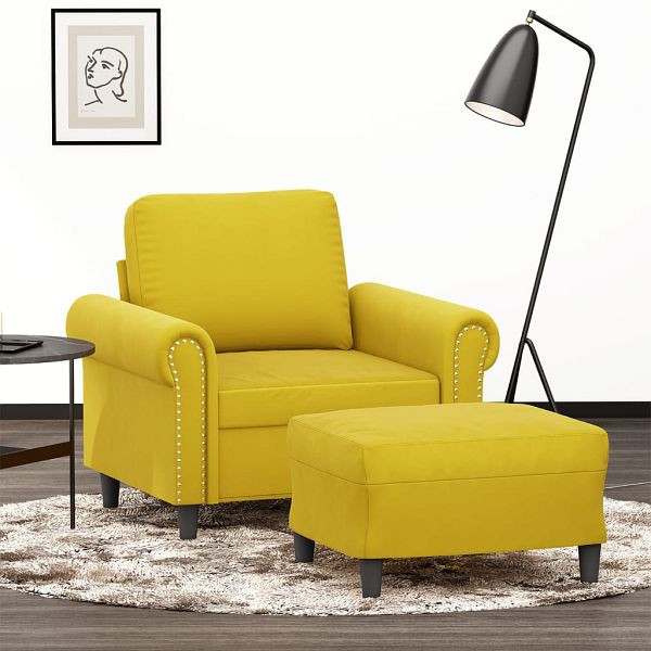 vidaXL Sessel mit Hocker Gelb 60 cm Samt, Füllung: Schaumstoff, 3201211