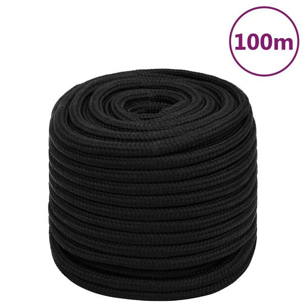 vidaXL Arbeitsseil Schwarz 16 mm 100 m Polyester, 152836