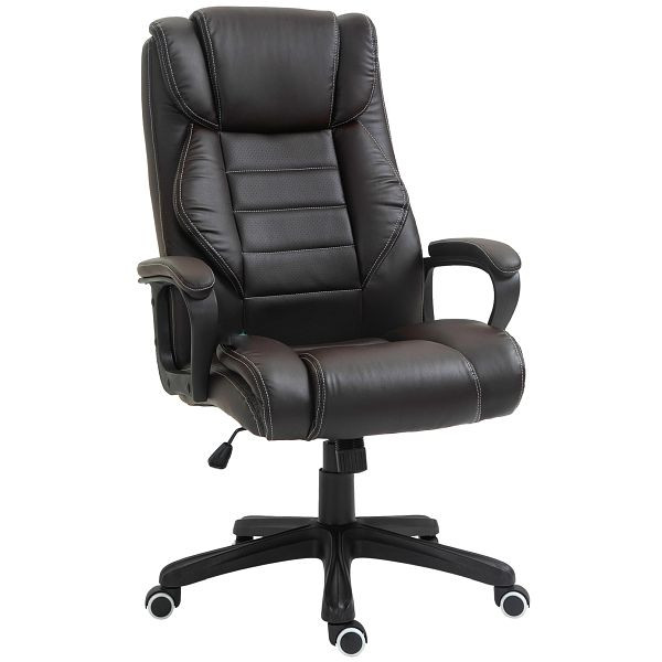 Vinsetto Bürostuhl mit Massagefunktion, höhenverstellbarer Chefsessel, ergonomischer Drehstuhl, 6 Vibrationspunkte, Braun, 921-321BN