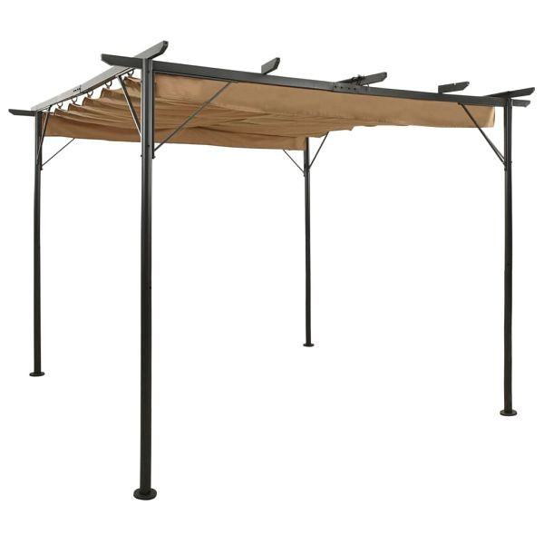 vidaXL Pergola mit Ausziehbarem Dach Taupe 3x3 m Stahl 180 g/m², 312227