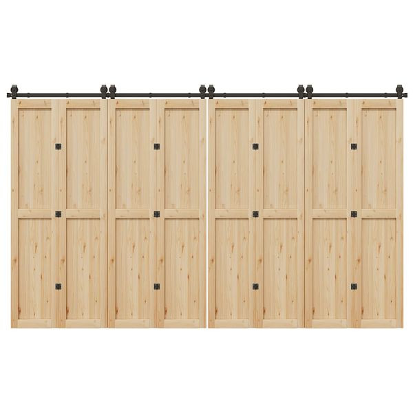 vidaXL Schiebetürbeschlag-Set 366 cm Stahl Schwarz, 3295801