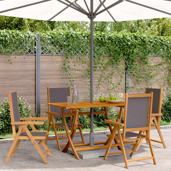 vidaXL Gartenstuhl Verstellbar 4 Stück Anthrazit Stoff und Massivholz, 3214541