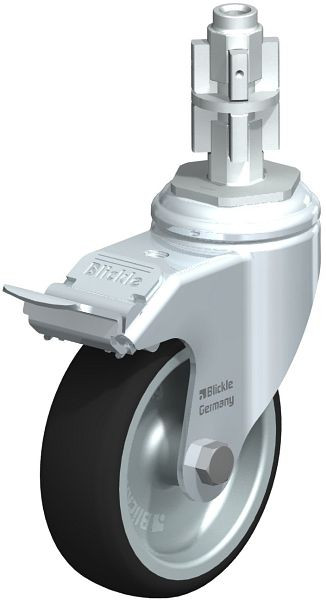 Blickle LKRA-PATH 101G-11-FI-E14 Apparate-Lenkrolle mit Rückenloch & Feststeller, Thermoplastisches Polyurethan, Grau, 848761