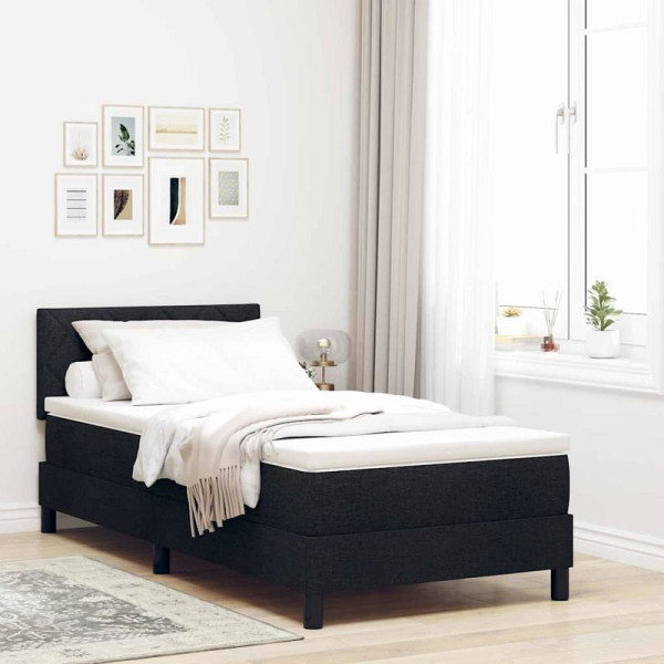 vidaXL Boxspringbett mit Matratze Schwarz 90 x 190 cm Stoff, 3338729