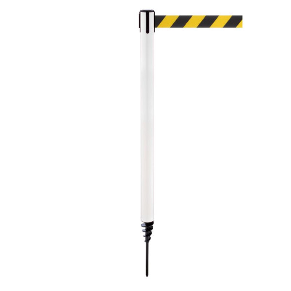 Stein HGS Personenleitsystem -P-Line Outside-, weiß, schwarz/gelb diagonal (schraffiert), mit Gurtendstück (Standard), 37690-1301