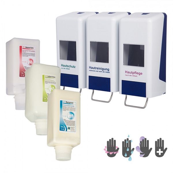Blanc HYGIENIC Set: Hebelspender 1000ml + 2x1 Liter Händedesinfektion - Wandmontage, Weiß