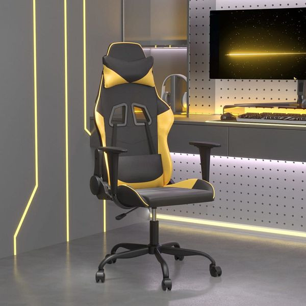 vidaXL Gaming-Stuhl Schwarz und Golden Kunstleder, 3143643