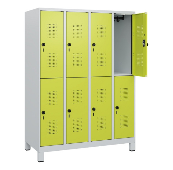 C+P Doppelstöckiger Spind Evolo PLUS, Füße, 8 Fächer, 1630x1200x500mm, 7035/0024, Drehriegel, 0493105-40 S10015