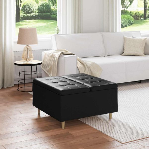 vidaXL Aufbewahrungsottomane Schwarz 80 x 80 x 45 cm Kunstleder, 876846