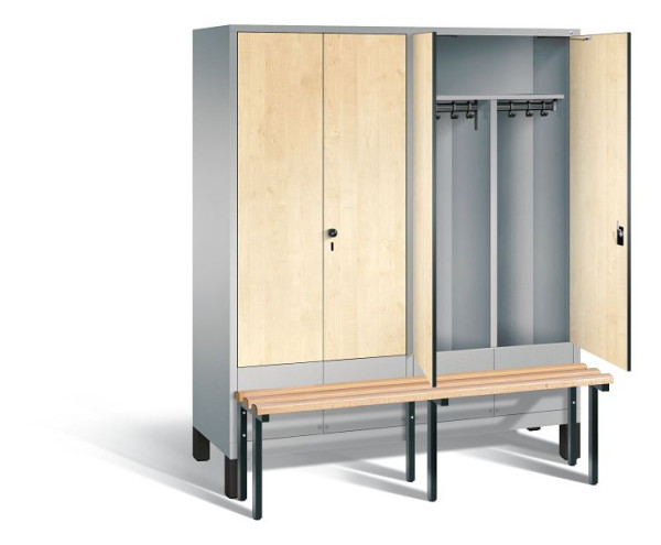 C+P Schwarz-Weiss-Spind Evolo, H1850xB1590xT815mm, Farbe: Weißaluminium / Dekor Donau-Ahorn, 48032-42 S10085