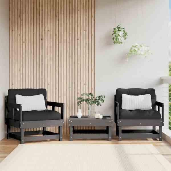 vidaXL Gartenstühle 2 Stück Grau Massivholz Kiefer, 825389