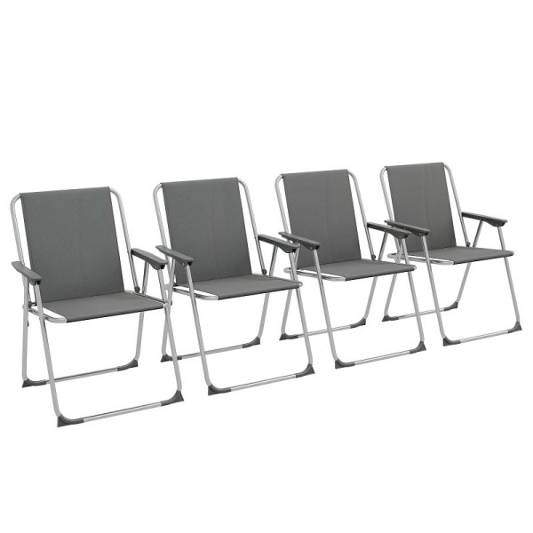 Outsunny Gartenstuhl Klappstuhl Campingstuhl, 53 cm x 54 cm x 76 cm, Glau + Silber, VE: 4 Stück, 84G-227V01GY