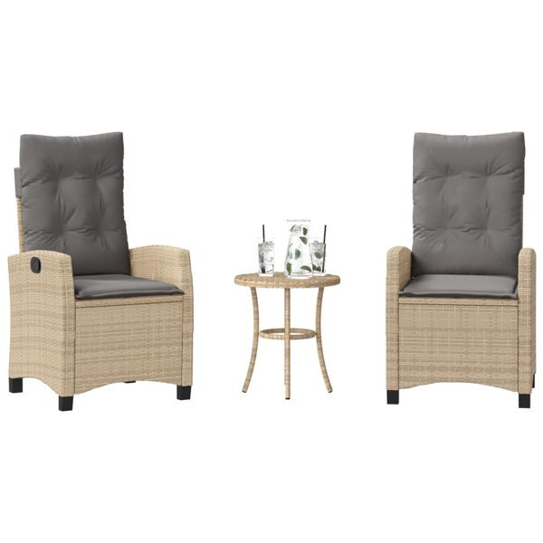 vidaXL 3-tlg. Bistro-Set mit Kissen Beigemischung Poly Rattan, 365229