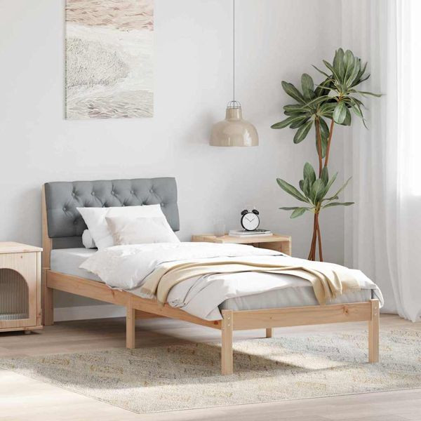 vidaXL Bettgestell Braun und hellgrau 75 x 190 cm Massivholz Kiefer, 878649