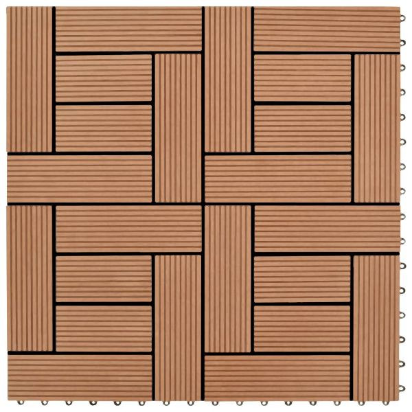 vidaXL Braune Terrassenfliesen 11 Stück 30 x 30 cm WPC 1 qm, 41550