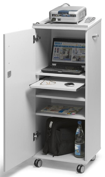 Deskin Multifunktions-Caddy, lichtgrau, H 1125 x B 470 x T 425 mm, mit 4 Fächern, 290626