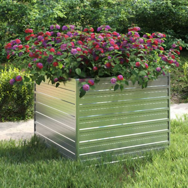 vidaXL Garten-Hochbeet 100x100x77 cm Verzinkter Stahl Silber, 316883