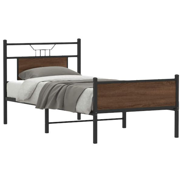 vidaXL Bettgestell ohne Matratze Braun Eiche 90x200 cm Holzwerkstoff, 4107027