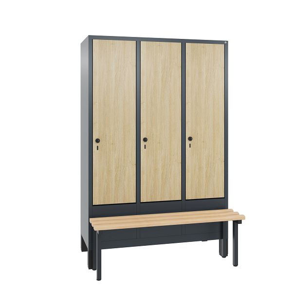 C+P Spind Evolo, 3 Abteile, H1850xB1200xT815 mm, Anthrazit/HPL Eiche, 48030-32 S10382