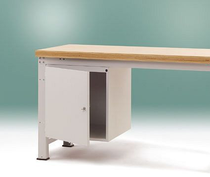 Manuflex Gehäuse-Unterbau mit Tür, Türanschlag links, Nutzhöhe 500 mm, für Tischtiefe 700 mm, Graugrün, ZB4271.0001