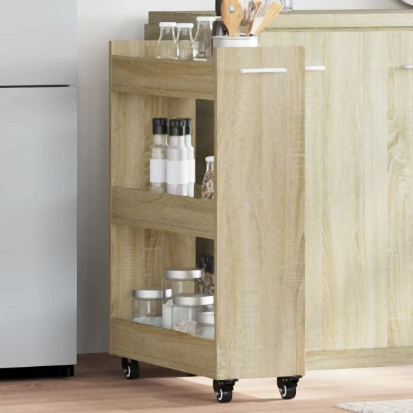 vidaXL Schrank mit Rollen Sonoma-Eiche 60x22x79 cm Holzwerkstoff, 840417