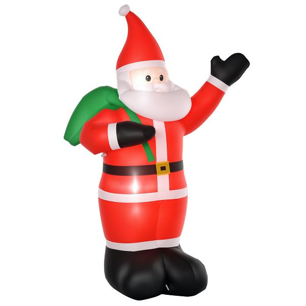 HOMCOM Weihnachtsmann, 2,40 m groß, mit LED-Beleuchtung, selbstaufblasende Gartendeko, 844-246V90RD