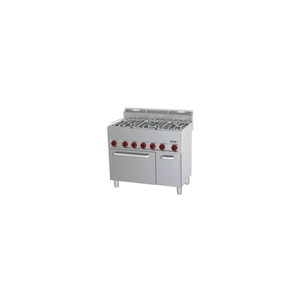 Casselin Gasherd mit 5 Kochstellen und belüftetem Elektrobackofen GN 1/1 P99 - Linie 600, C6FOG5FFEVP99