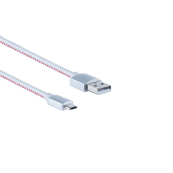 shiverpeaks BASIC-S, USB Ladekabel, USB-A-Stecker auf USB Micro B Stecker, Leder, weiß, 0,3m, BS14-50089