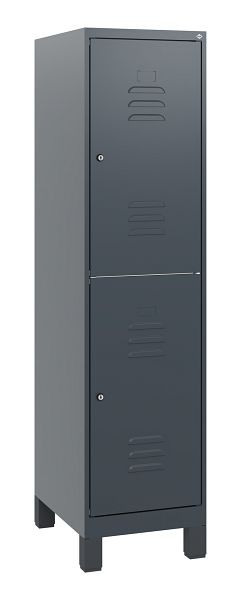 C+P Doppelstöckiger Spind Classic PLUS, Füße, 1630x400x500mm, 7016/7016, Zylinderschlösser, 0803105-12 S10042