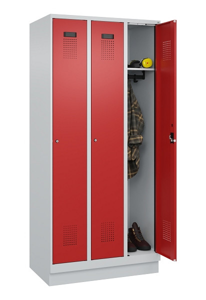 C+P Spind Evolo PLUS, mit Sockel, 3 Abteile, 1950x900x500mm, 7035/3000, Verschluss Zylinderschloss, Ablageböden 3, 049020-30 S10030