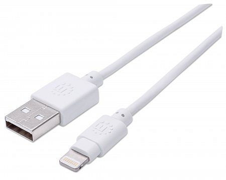 MANHATTAN iLynk Lightning auf USB Kabel für iPad/iPhone/iPod, A-Stecker / Lightning-Stecker, 0,5 m, weiß, 390781