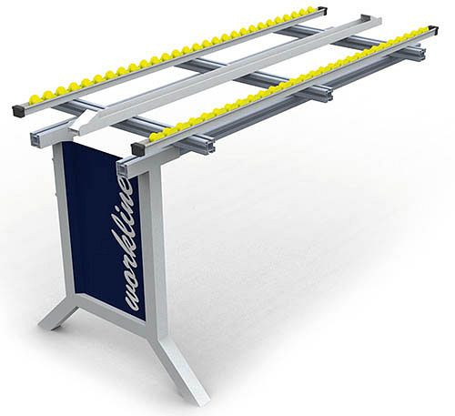 Bedrunka+Hirth workline Anbaugestell mit Röllchenbahn, Tiefe 600, Klemmfeststellung, Maße in mm (BxT): 1000 x 600, 07.61.100