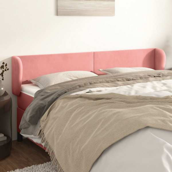 vidaXL Kopfteil mit Ohren Rosa 183x23x78/88 cm Samt, 3116929