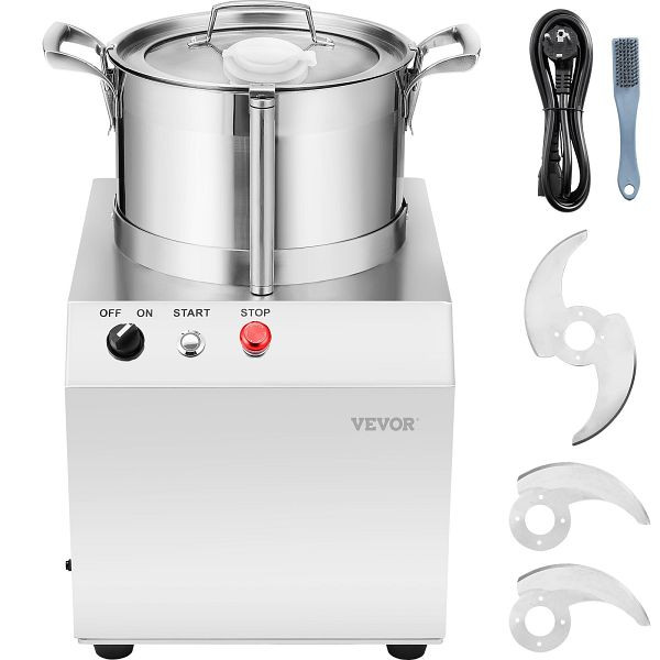 VEVOR Küchenmaschine Gemüseschneider, 6L Lebensmittelechter Edelstahl-Mixer, SYSPQSJ6L750YRXS6V2