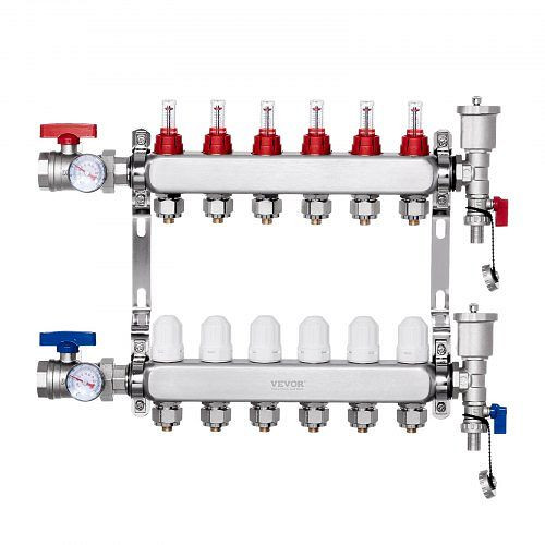 VEVOR 6 Heizkreise Heizkreisverteiler Fußbodenheizung Durchflussanzeiger 5L/min, DRFSQBXG6HLG3IS1AV0
