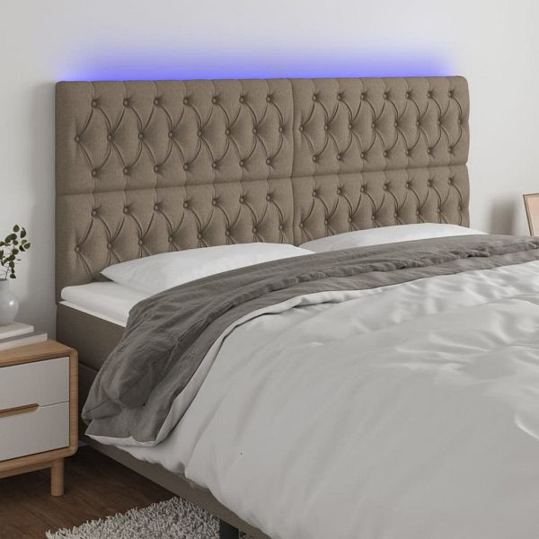 vidaXL LED Kopfteil Taupe 180x7x118/128 cm Stoff, 3122778