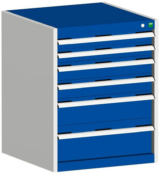 bott cubio Schubladenschrank bestückt mit 6 Schubladen BxTxH: 650 x 525 x 800 mm, RAL 7035/5010, 40011047.11V