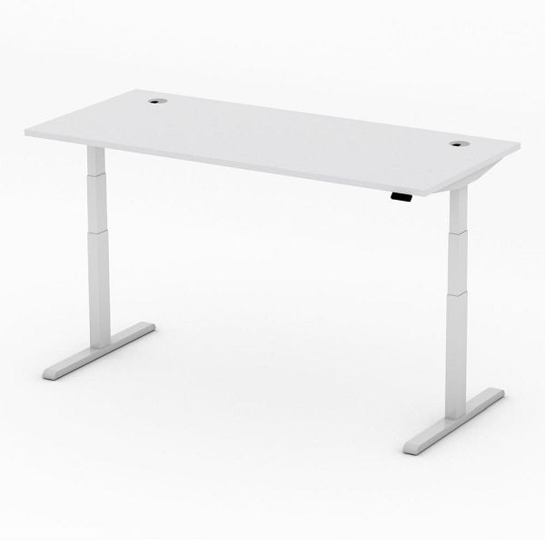 Deskin Höhenverstellbarer Schreibtisch PRO MULTI MODUL, Dekor lichtgrau, B 1800 x T 800 x H 640-1250mm, 360279
