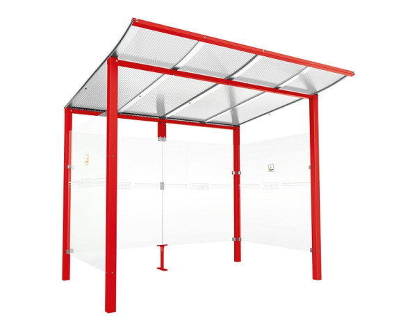 Procity Raucherunterstand Modulo - Ohne Frontverkleidung - Tiefe 1990 mm, Farbe RAL 3020, Maße: Breite 2500 x Höhe 2250 x Tiefe 2000 mm, 529572.3020