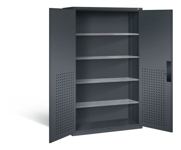 C+P Magazinschrank Serie 13, H1950xB1100xT535mm, Farbe: Schwarzgrau, Muldengriff, 130276-613 S10025