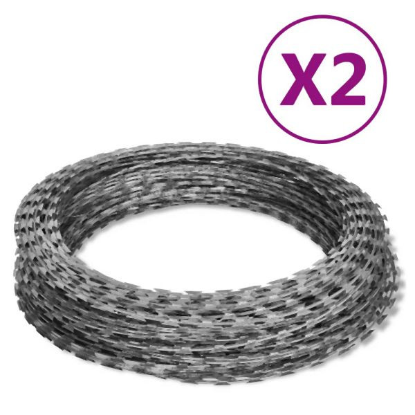 vidaXL Stacheldraht 2 Stk. Concertina-Draht Verzinkter Stahl 60 m, 3057513