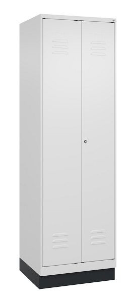 C+P Umkleidespind Classic PLUS SW, Sockel, 2 Abteile, 1950x600x500mm, 9016/9016, Zylinderschloss, 080022-20 S10029